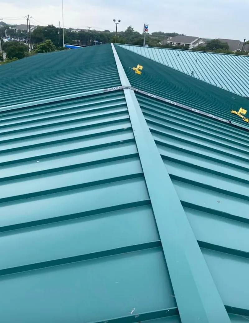 Green commercial metal roof ridge and valley for Metal Roof Repair in Shaler